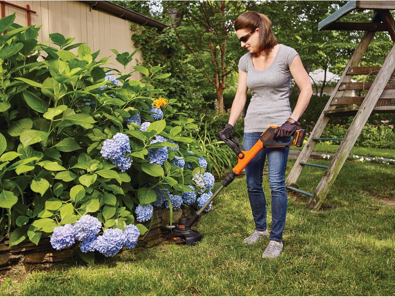 BLACK+DECKER 20V* MAX String Trimmer and Edger, EASYFEED Weed Wacker, 12 Inch Cutting Width, 2 Speed Control Weed Eater, (1) Battery and Charger Included (LSTE523)