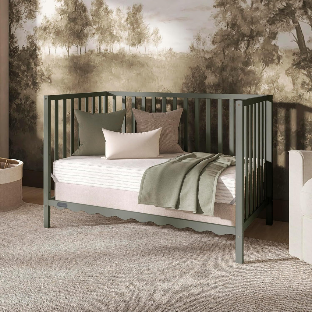 Dream On Me Synergy Wave 5-in-1 Convertible Crib, GREENGUARD Gold, Seagrass