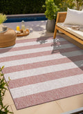 Unique Loom Outdoor Striped Collection Area Rug - Distressed Stripe (13' 1' Square Rust Red/Gray)
