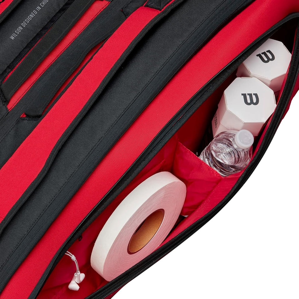 Wilson Clash V2 Super Tour Tennis Racket Bag - Red/Black, Holds up to 15 Rackets