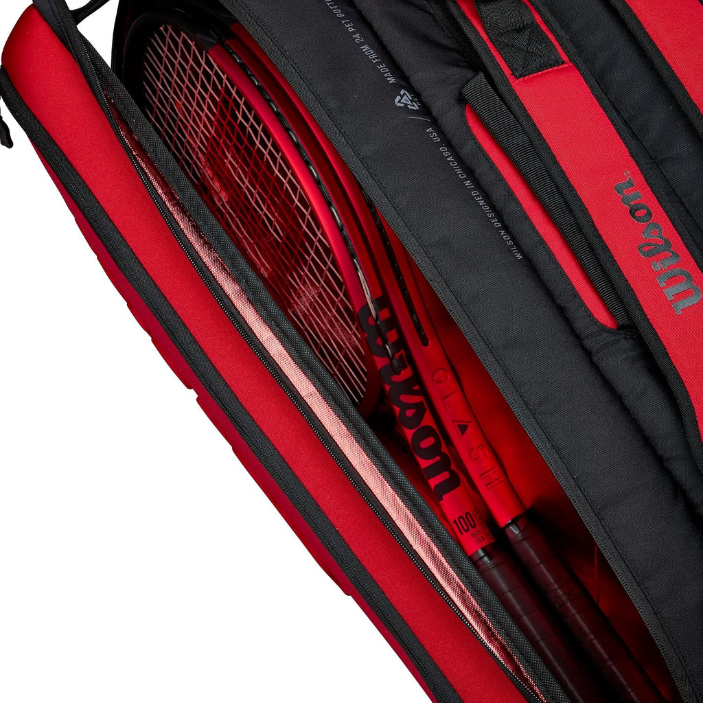 Wilson Clash V2 Super Tour Tennis Racket Bag - Red/Black, Holds up to 15 Rackets