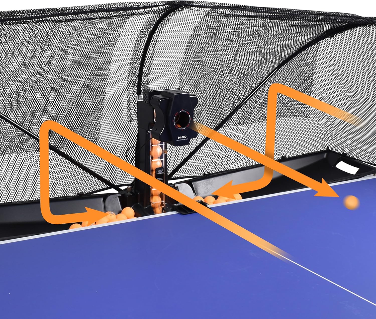 WAYMARK Table Tennis Robot Machine Ping Pong Robot with Net S6PRO Ping Pong Machine for Training Practice Come with 100 40mm+ Balls