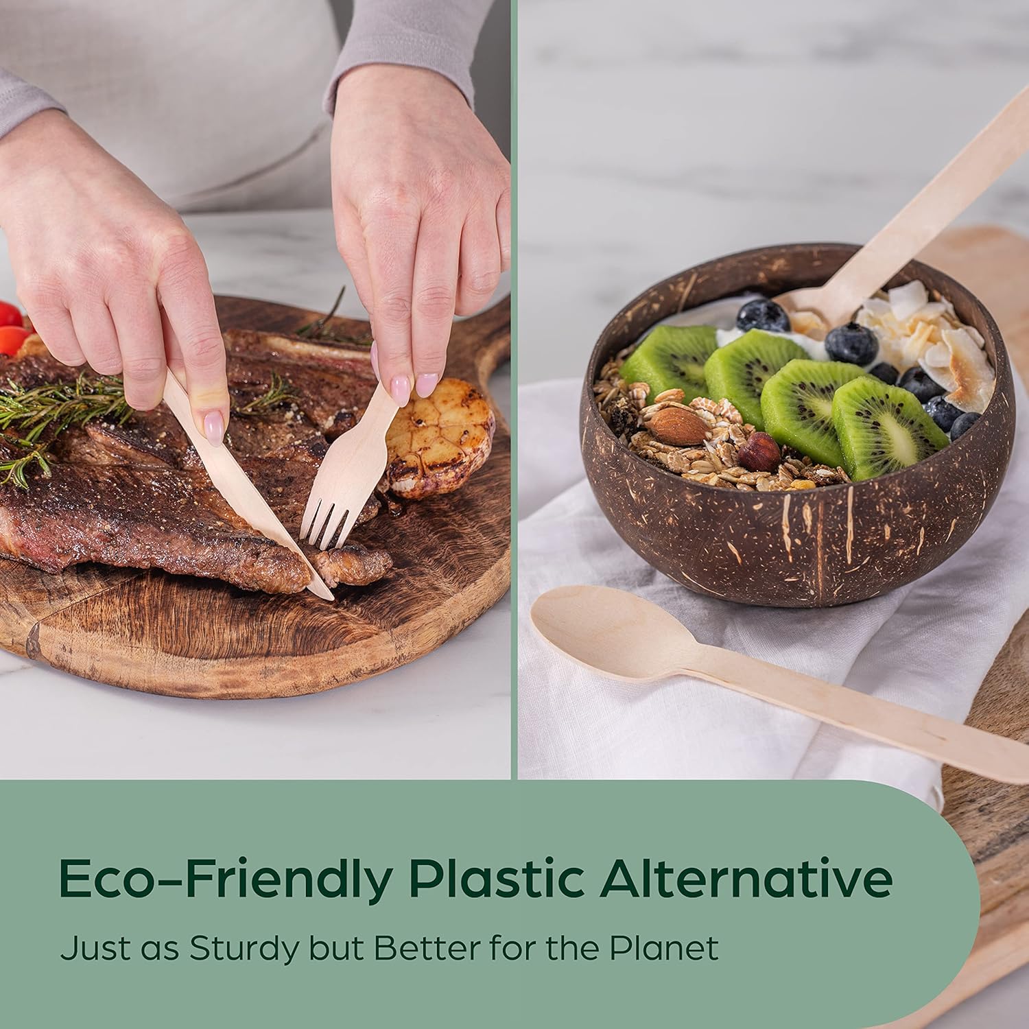 Wooden Disposable Knives - 1800 Pieces Wood Compostable Knives - Eco-Friendly Biodegradable Utensils for Party - Free From Plastic Cutlery Set - Disposable Cutlery for Eating - Compostable Utensils