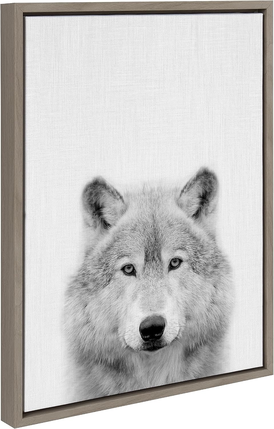 Kate and Laurel Sylvie Deer, Wolf, Bear European and Cervus Elaphus The Red Deer Black and White Framed Canvas Wall Art Set by Simon Te of Tai Prints, 4 Piece Set Gray, Animal Portrait Art