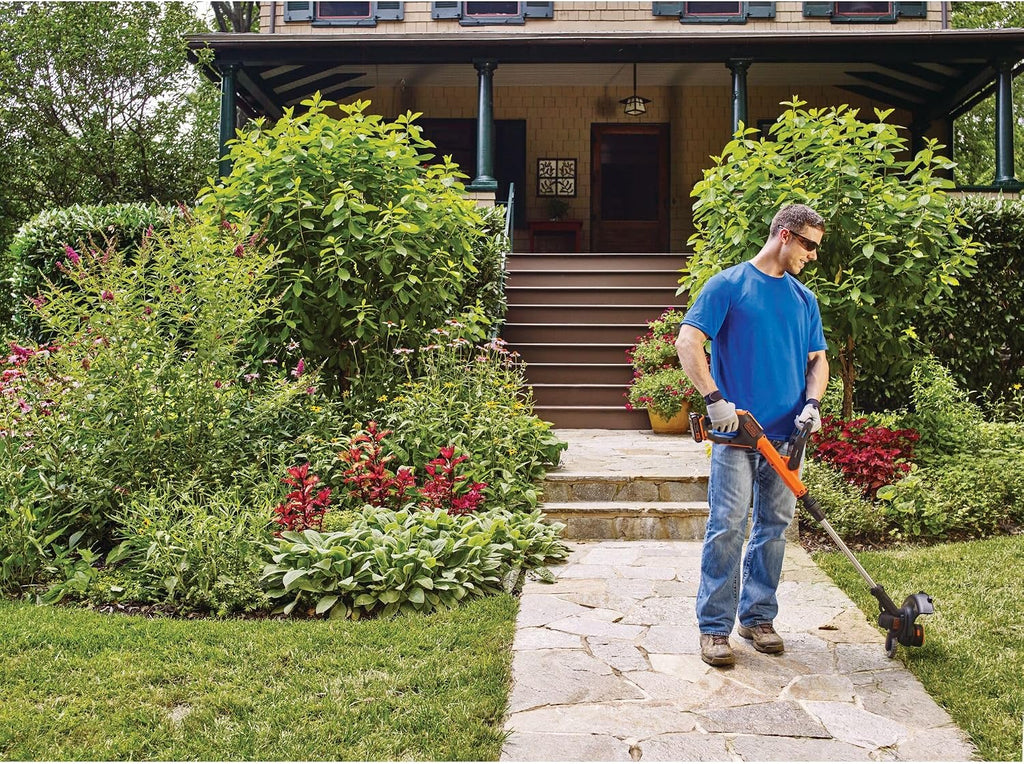 BLACK+DECKER 20V* MAX String Trimmer and Edger, EASYFEED Weed Wacker, 12 Inch Cutting Width, 2 Speed Control Weed Eater, (1) Battery and Charger Included (LSTE523)