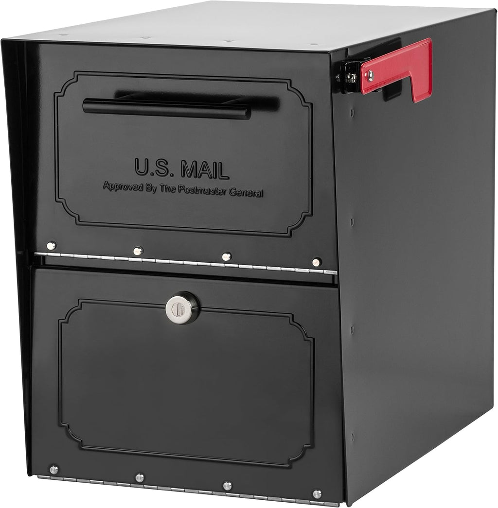 Architectural Mailboxes 6200B-10 Oasis Classic Locking Post Mount Parcel Mailbox with High Security Reinforced Lock,Black and Mail Boss 7121, Black In-Ground Mounting Post, 43 x 4 x 4 inches, for Use with Mailbox
