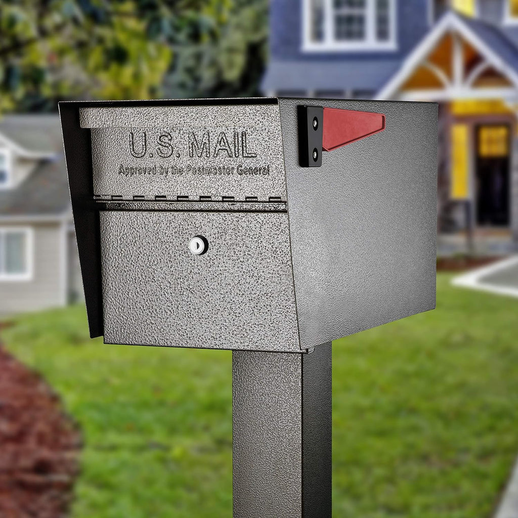 Mail Boss 7508 Bronze Locking Mailbox and 7123 In-Ground Mounting Post