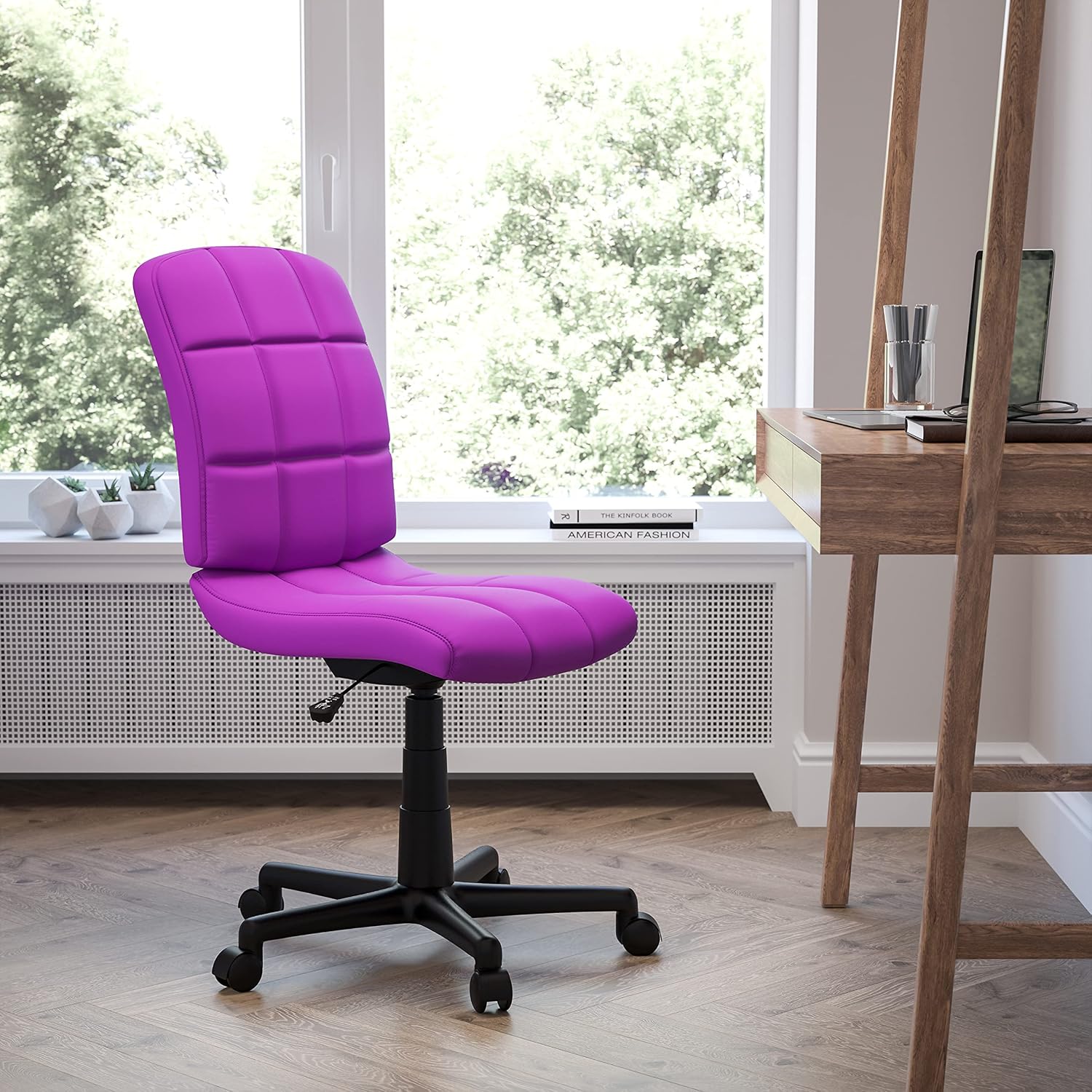 Flash Furniture Clayton Mid-Back Purple Quilted Vinyl Swivel Task Office Chair