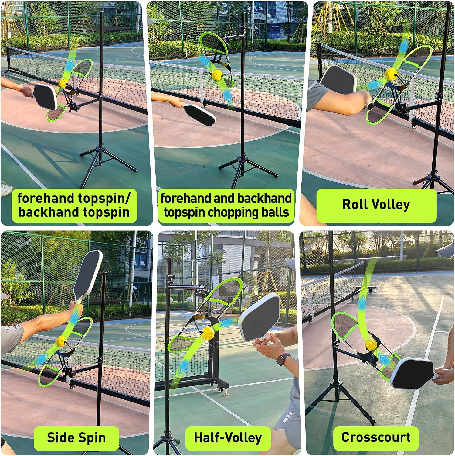 Pickleball Topspin Trainer,Tennis&Pickleball Training aids with 360° Angles and Height Adjustment, Portable Pickle Ball equipmen