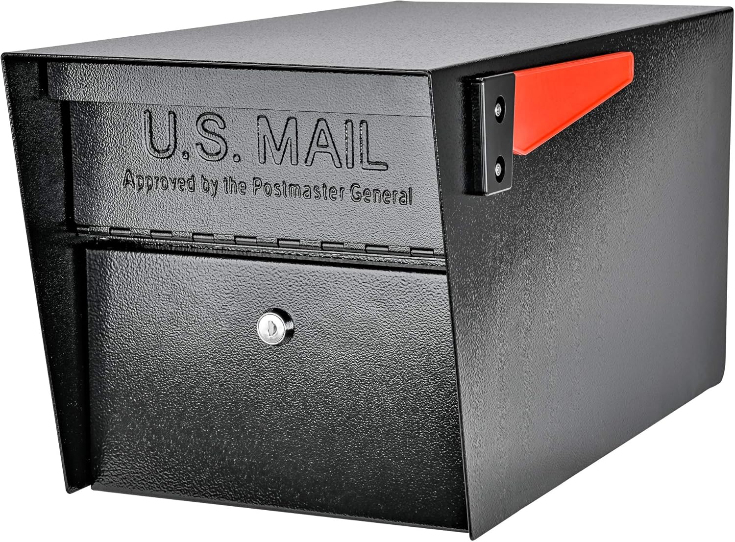 Mail Boss 7506 Mail Manager Curbside Locking Security Mailbox, Black, Large and Mail Boss 7127 Surface Mount, Black Mailbox Post