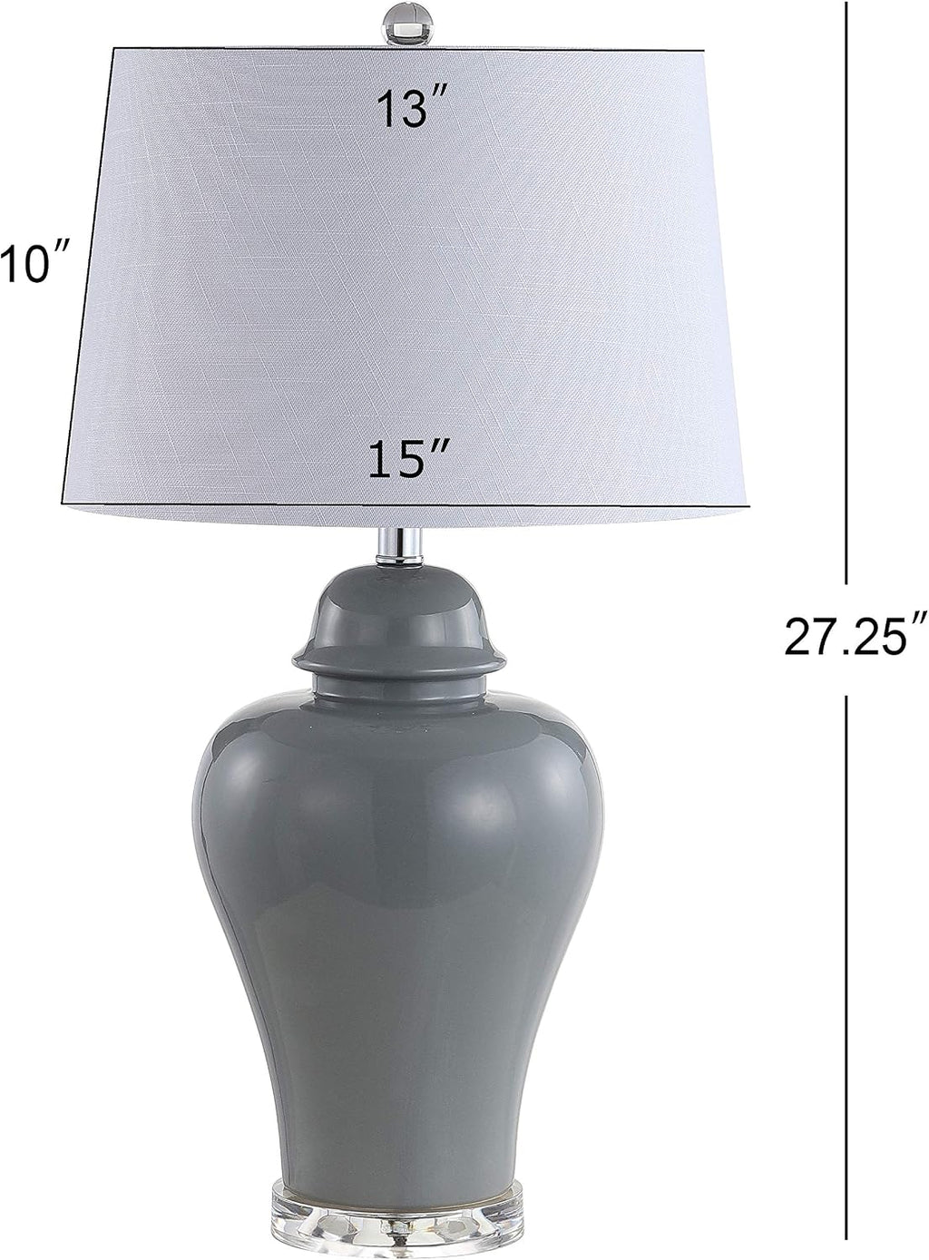 JONATHAN Y 27' Gray Ceramic Urn Table Lamp Set of 2 for Living Room, Bedside Nightstand Lamps for Bedroom, Farmhouse Decor with White Linen Shade, LED Bulbs Included JYL4020A-SET2