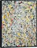 INVIN ART Framed Canvas Wall Art White Light by Jackson Pollock, Abstract Drip Painting, Modern Print for Living Room Home Office(Black Slim Frame, 28'x40')