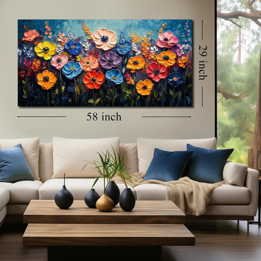 Flower Pictures Wall Decor Bedroom Large Colorful Wall Art for Living Room Floral Home Office Apartment Decor 29 x 58 Inch