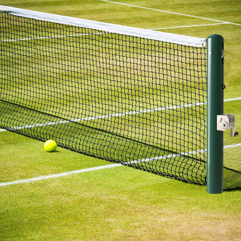 Tennis Posts, Professional Green Tennis Net Posts with Ground Sleeves, Round Heavy Duty Tennis Poles for Outdoor Indoor Tennis Court Training Equipment