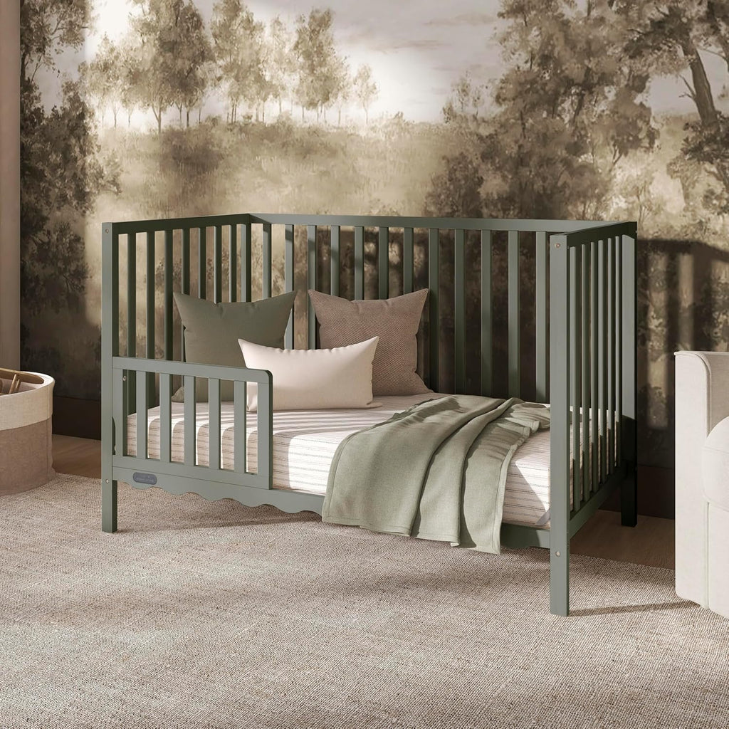 Dream On Me Synergy Wave 5-in-1 Convertible Crib, GREENGUARD Gold, Seagrass