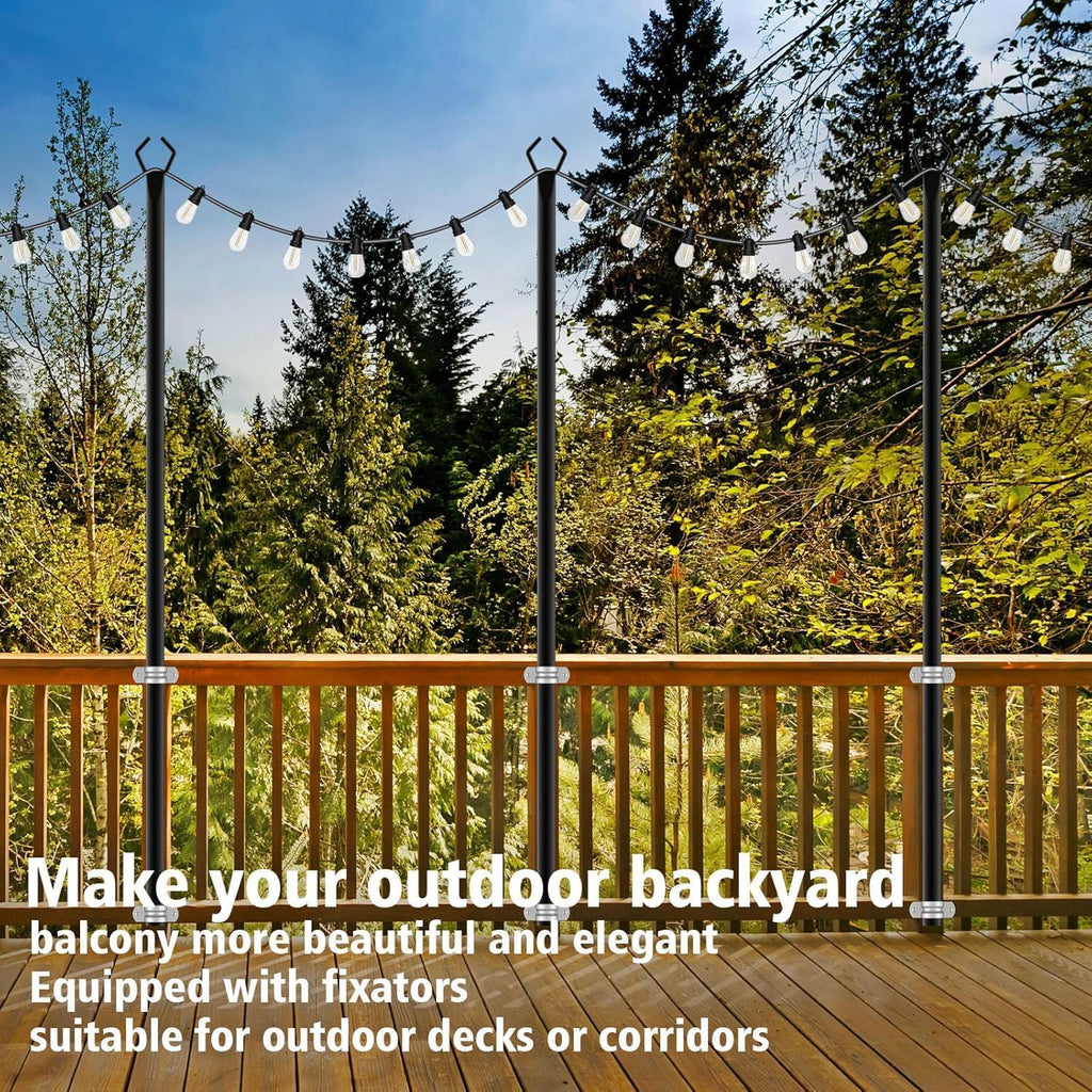 AILBTON 8 Pack 10Ft String Light Poles,Light Poles for Outside String Lights,Outdoor Light Poles with Fork,Metal Pole Stand for Patio,Backyard,Deck