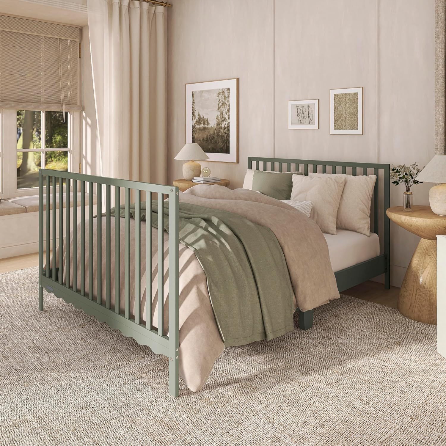 Dream On Me Synergy Wave 5-in-1 Convertible Crib, GREENGUARD Gold, Seagrass