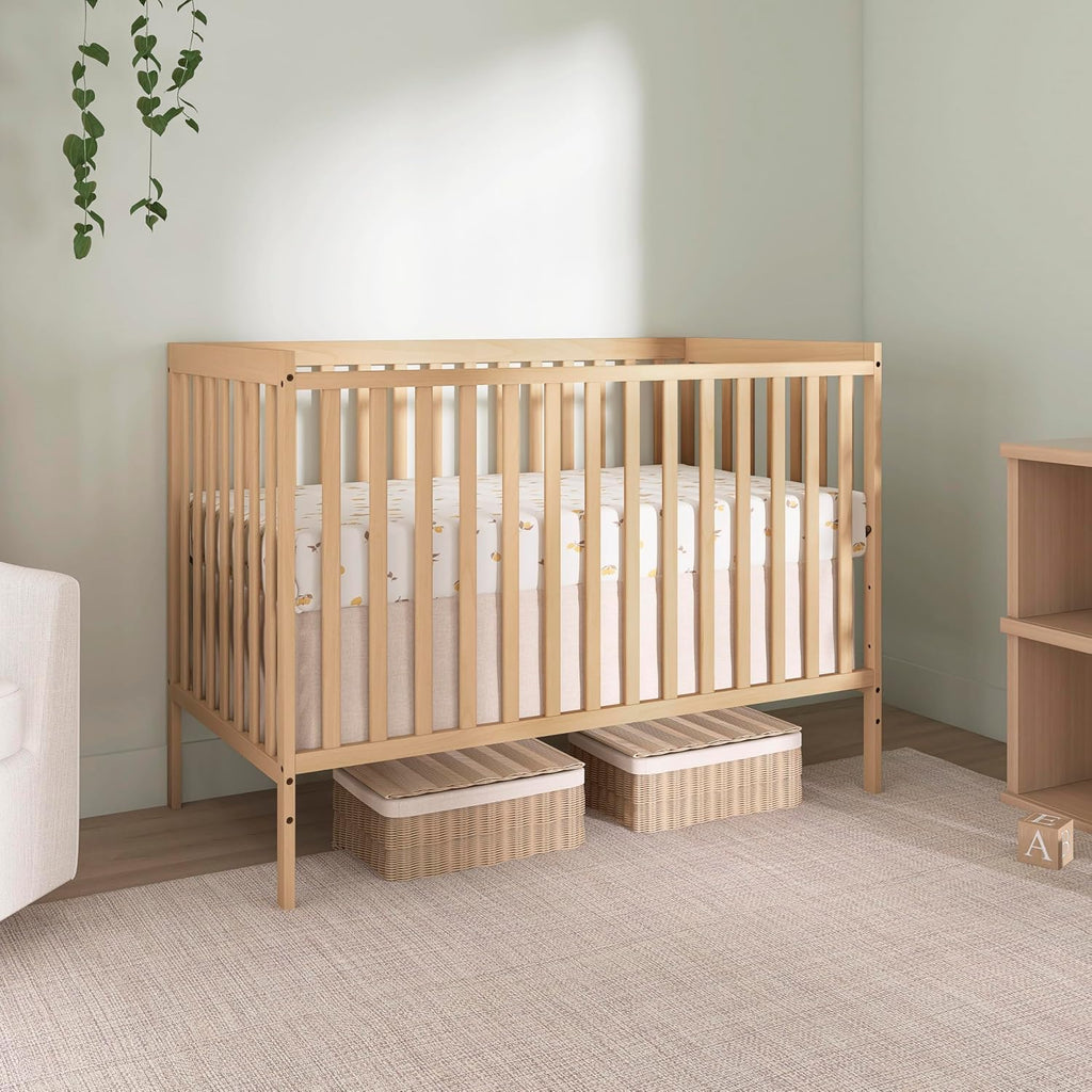 Dream On Me Synergy 5-in-1 Convertible Full-Size Baby Crib with Toddler, Day & Full Bed Conversion in Barnwood Natural, GreenGuard Gold & BSA, 3 Mattress Heights, Sustainable Pinewood