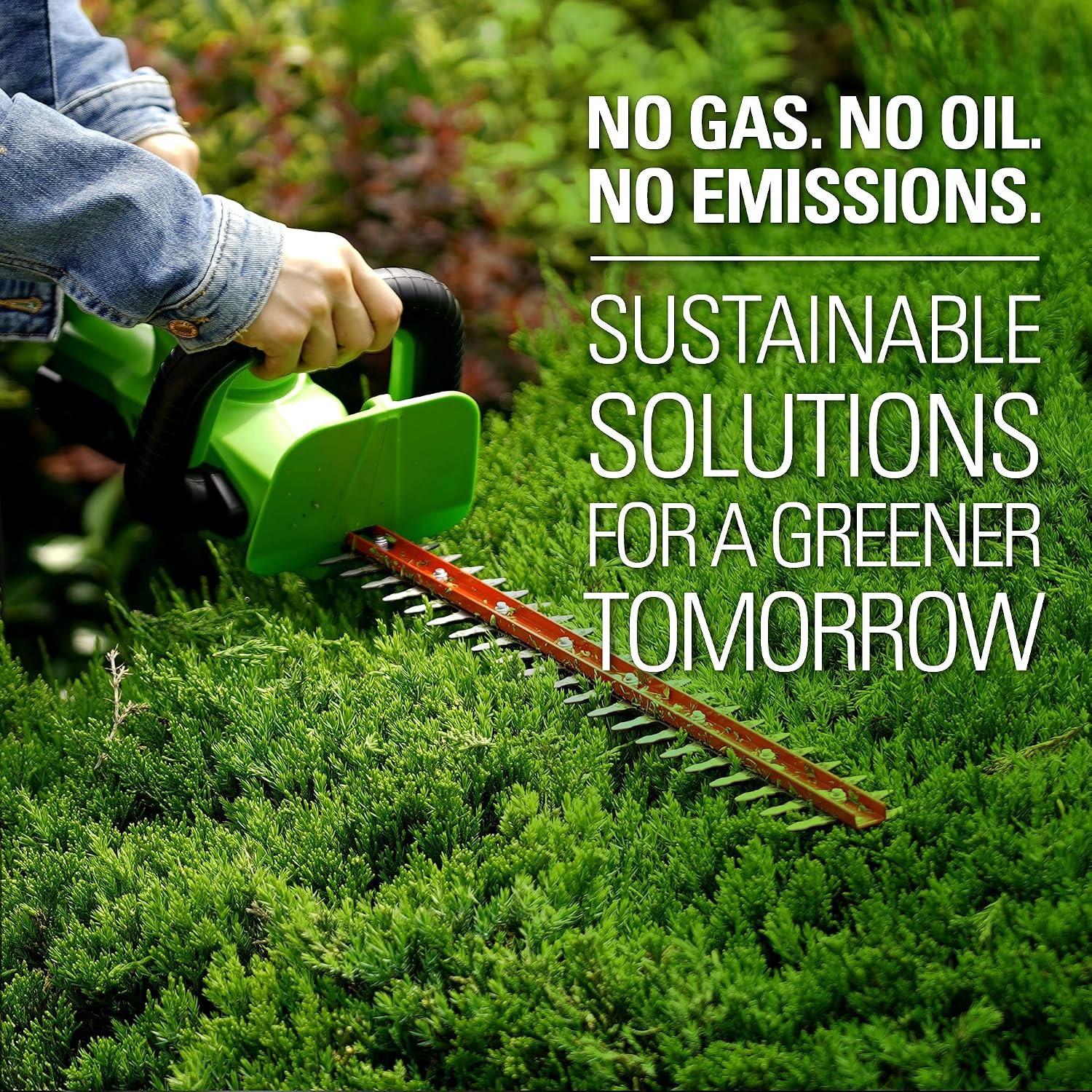 Greenworks 24V 22' Cordless Rotating Handle Hedge Trimmer, 1.5Ah USB Battery and Charger Included