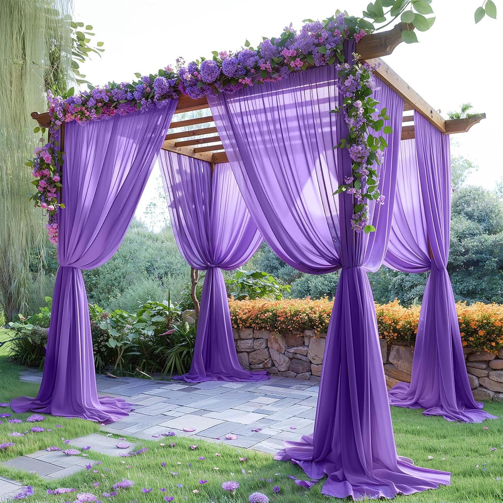 40ft x 10ft Purple Backdrop Curtains, Wrinkle-Free Sheer Chiffon Fabric Photo Backdrop Drapes for Wedding Arch Party Ceremony Stage Photography Decorations