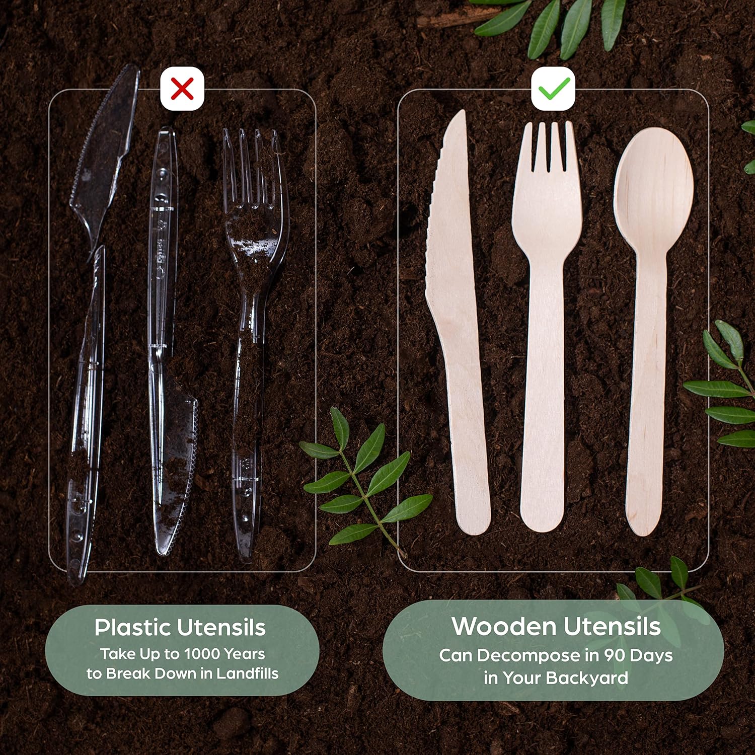 Wooden Disposable Knives - 1800 Pieces Wood Compostable Knives - Eco-Friendly Biodegradable Utensils for Party - Free From Plastic Cutlery Set - Disposable Cutlery for Eating - Compostable Utensils