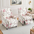 Pushback Recliner Chairs Set of 2, Floral Fabric Wingback Recliner Chair, Upholstered Rivet Trim Armchair Push Back Recliner Accent Chair for Small Spaces, Living Room, Plants Floral