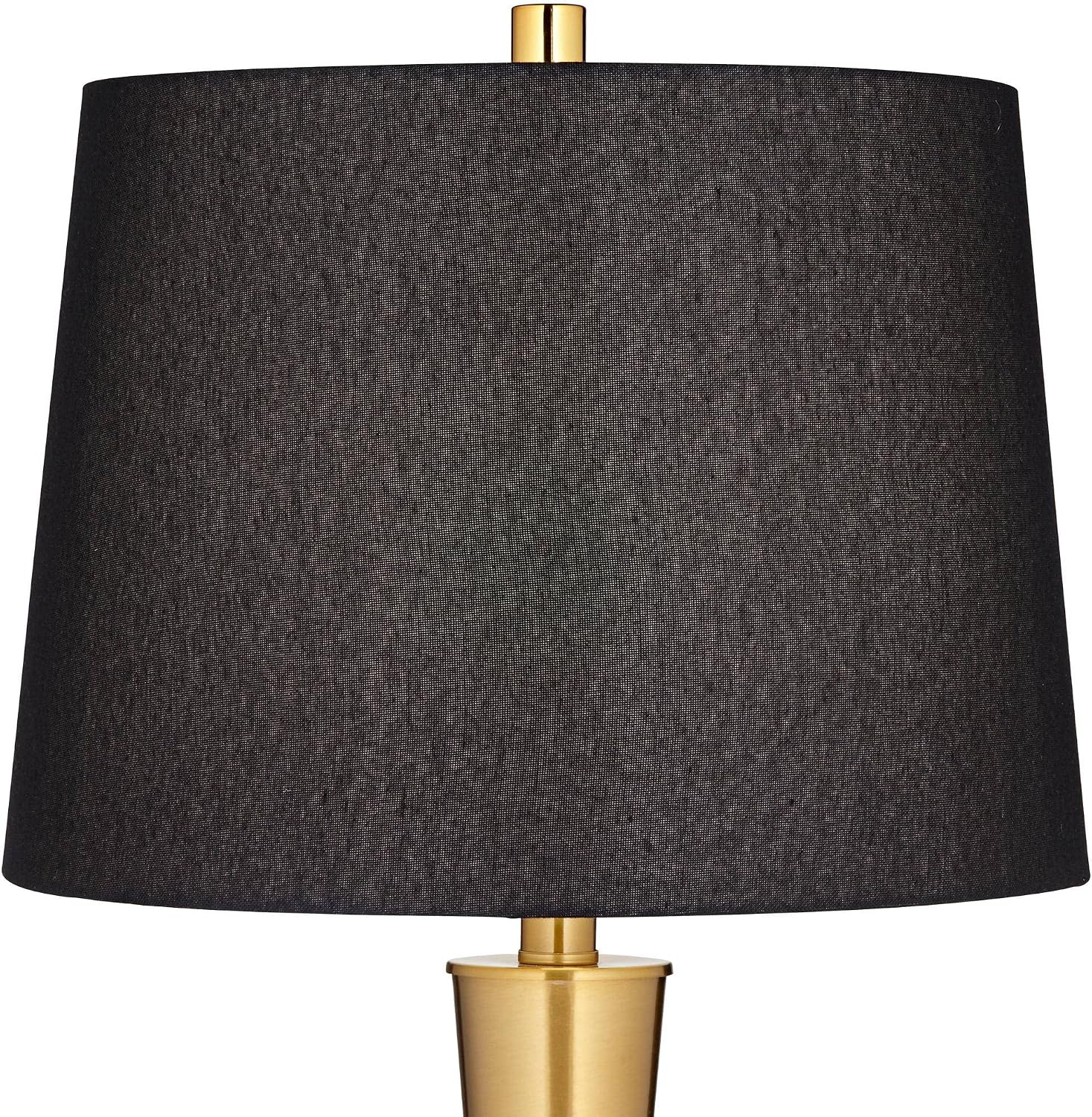Possini Euro Design Wayne Modern Table Lamps 29 1/4' Tall Set of 2 with USB Charging Port Brass Gold Black Tapered Drum Shade for Bedroom Living Room Nightstand Bedside Night Stand Office Kids Room