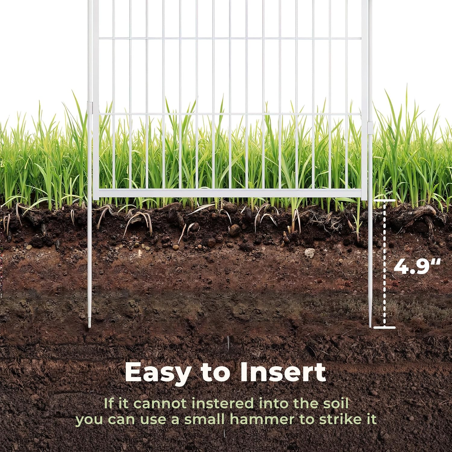 SunsGrove Garden Fence with Gate, 32 in(H) x 35.7 ft(L) 16 Panels Heavy Duty Metal Animal Barrier Fence for Yard, Suitable for Indoor or Outdoor Dog Pet Fence, Garden Fence Border, White
