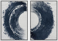 SIGNWIN Framed Canvas Print Wall Art Set Black Gray Pastel Paint Stroke Spiral Ring Abstract Shapes Illustrations Modern Minimal Decorative for Living Room, Bedroom, Office - 24'x36'x2 White