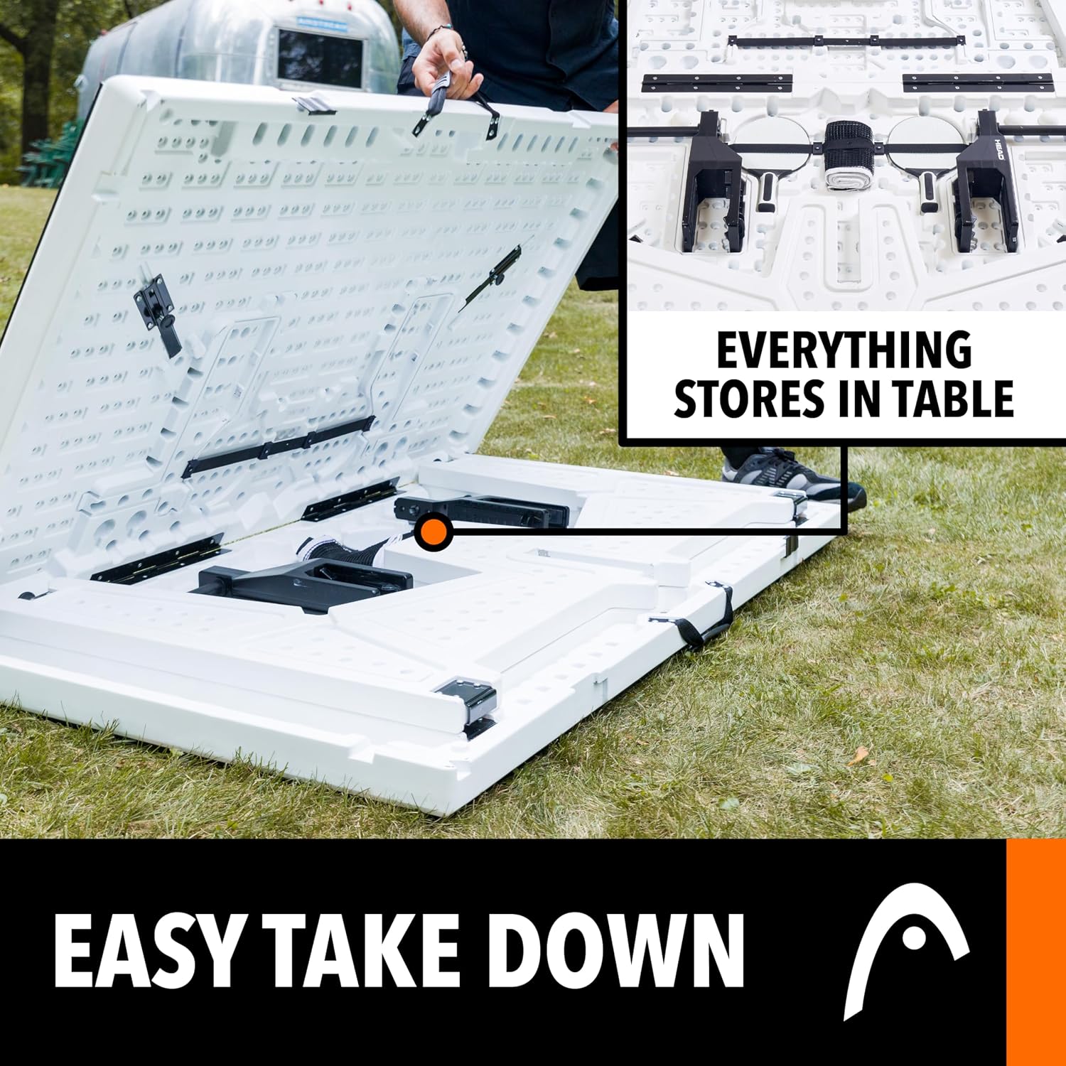 HEAD Full-Size Outdoor Ping Pong Table - 9ft x 5ft - Complete Table Tennis Set with Two Paddles & Three Balls - All-Weather Composite Surface for Outdoor Games - Quick Pop-Up Setup & Ping Pong Paddles