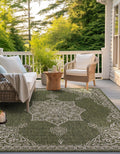 Unique Loom Outdoor Traditional Collection Area Rug - Antique (13' 1' Square Green/Ivory)