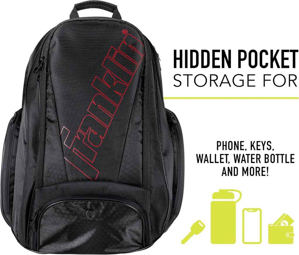 Franklin Sports Pickleball Bags - Deluxe Competition Pro Backpack for Gear + Equipment - Pickleball Bag for Men + Women - Holds Paddles, Balls + Accessories - Elite Nylon Fabric
