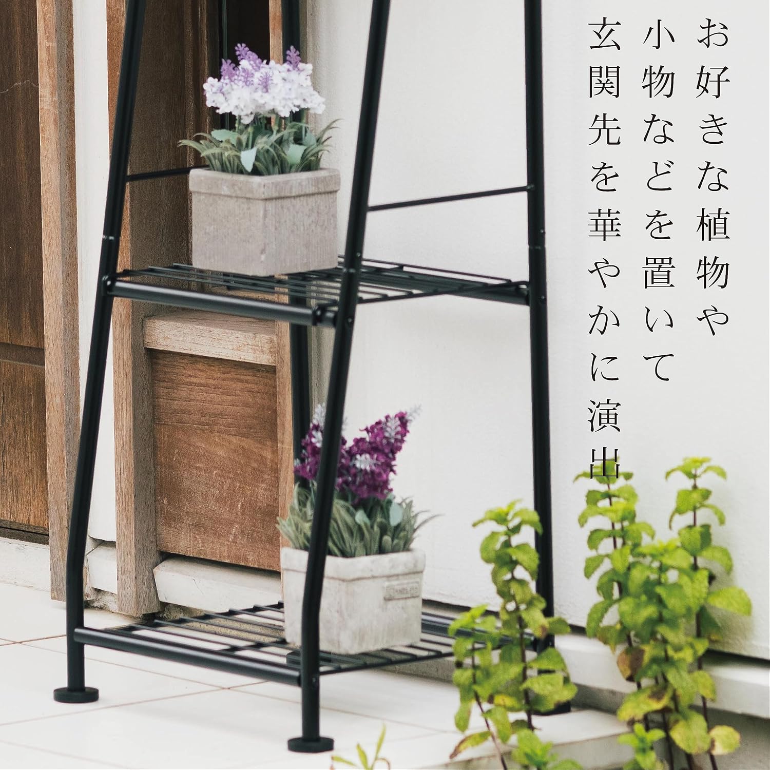 Green Life PS04FH614DM(MBK) Post Stand Set, Outdoor, Compatible with A4 Envelopes, with Dial Lock, Wood Grain Matte Black, Slim, Wood Grain Post Stand Set (Matt Black)