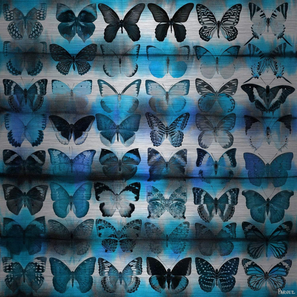Parvez Taj Moth Blue Painting Print on Metal
