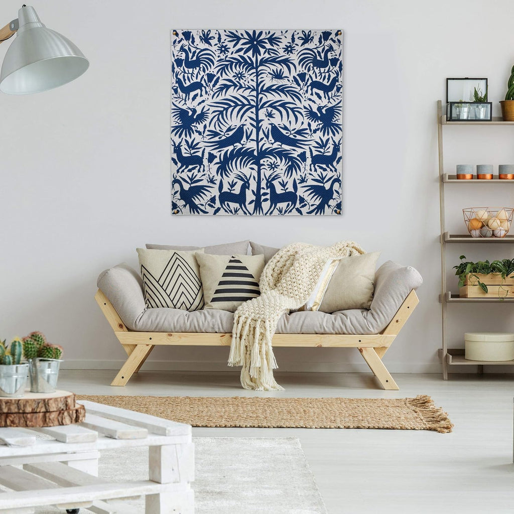 Otomi Royal | Woven Tapestry Wall Art Hanging | Traditional Mexican Silhouette Nature Artwork | 100% Cotton USA Size 58x53