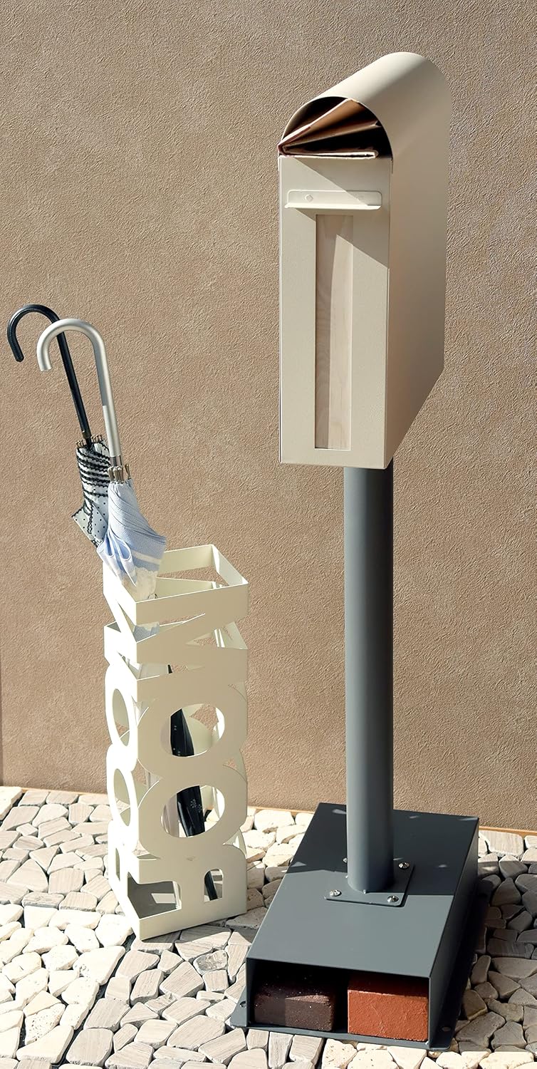 SDM-026 Spano Stand Post, Greige, Postbox, Mailbox, Stylish, Mailbox, Delivery Box, Scandinavian Style, With Keys, Freestanding, Stand, High Type, Entryway, Home Use