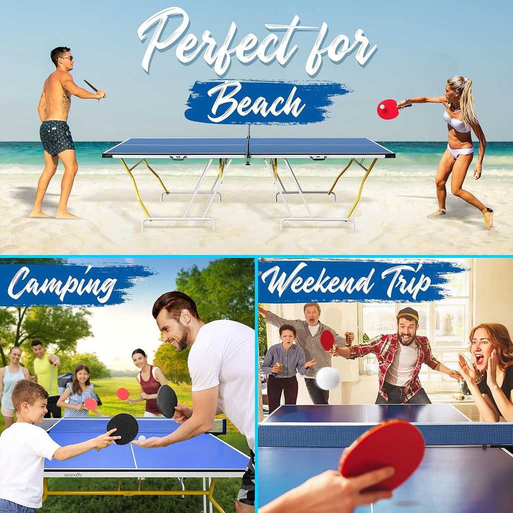 SereneLife 4in1 Multi Game Table, 48' Sports Arcade with Accessories, Ping Pong, Air Hockey, Pool Billiards, Soccer Foosball All in One, for Indoor and Outdoor, Family, Kids and Adults