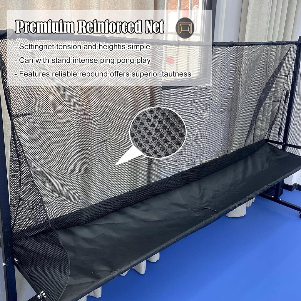 Rolling Table Tennis Robot Catch Net, Adults & Kids Training Tool for Multi Ball Drills, Ping Pong Recycle Catcher Equipment for Indoor Outdoor Serve Practice, Metal Frame