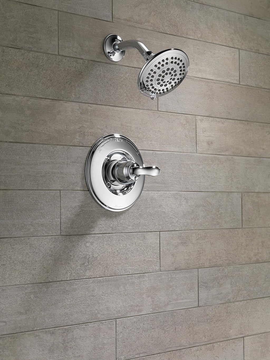 Delta Faucet Linden 14 Series Single-Function Shower Faucet Set, 5-Spray Touch-Clean Shower Head, Chrome Shower Faucet, Delta Shower Trim Kit, Chrome T14294 (Valve Not Included)