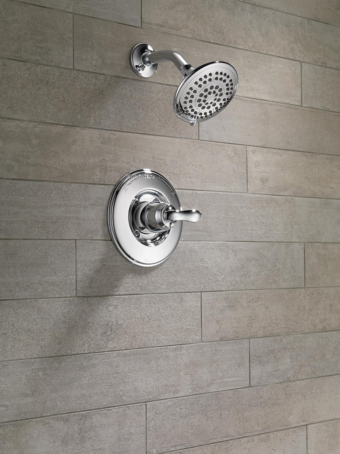 Delta Faucet Linden 14 Series Single-Function Shower Faucet Set, 5-Spray Touch-Clean Shower Head, Chrome Shower Faucet, Delta Shower Trim Kit, Chrome T14294 (Valve Not Included)
