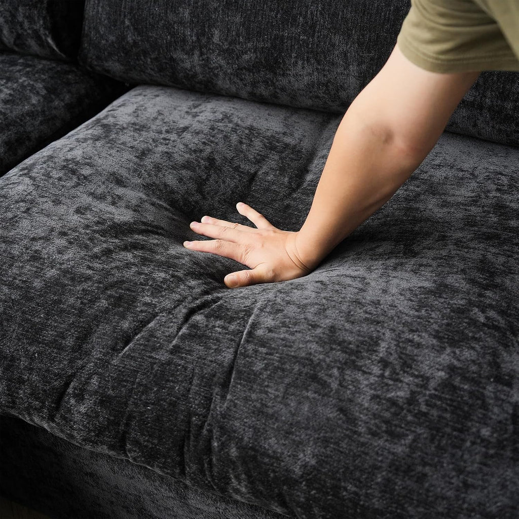 Cloud Couch Modular Sectional Sofa,100.5' U Shaped Couch, Oversized Convertible Wide Seater,3 Seater with 2 Ottomans for Living Room Set, Covers Washable&,Black