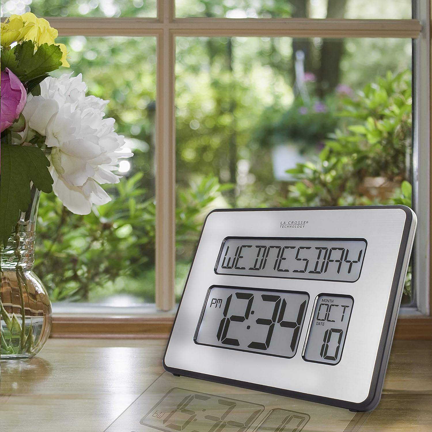 La Crosse Technology C86279 Atomic Full Calendar Clock with Extra Large Digits, Grey, 11.25' x 2.10' x 12.00' (Pack of 5)