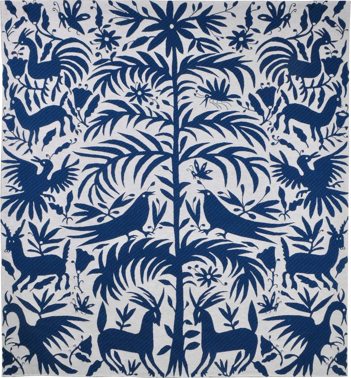Otomi Royal | Woven Tapestry Wall Art Hanging | Traditional Mexican Silhouette Nature Artwork | 100% Cotton USA Size 58x53