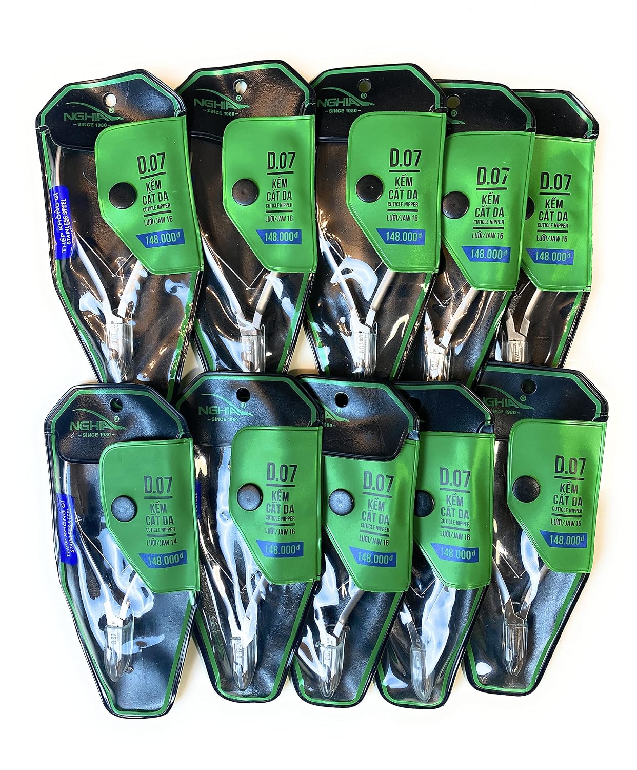 10pack Nghia Stainless Steel Cuticle Nipper C-07 (Previously D-07) Jaw 16
