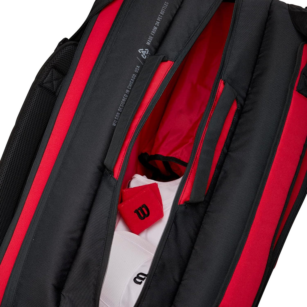 Wilson Clash V2 Super Tour Tennis Racket Bag - Red/Black, Holds up to 15 Rackets