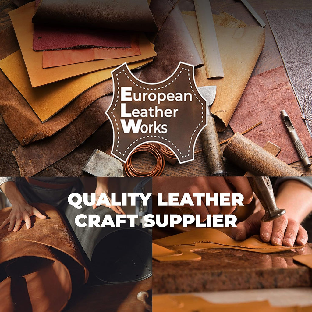 European Leather Work Buffalo Hide 8-10 oz (3-4mm) | Pre-Cut Size: 2 PCS 2.5-4 SQ FT | Vintage Tan - Full Grain Leather for Tooling, Stamping, Molding, Engraving