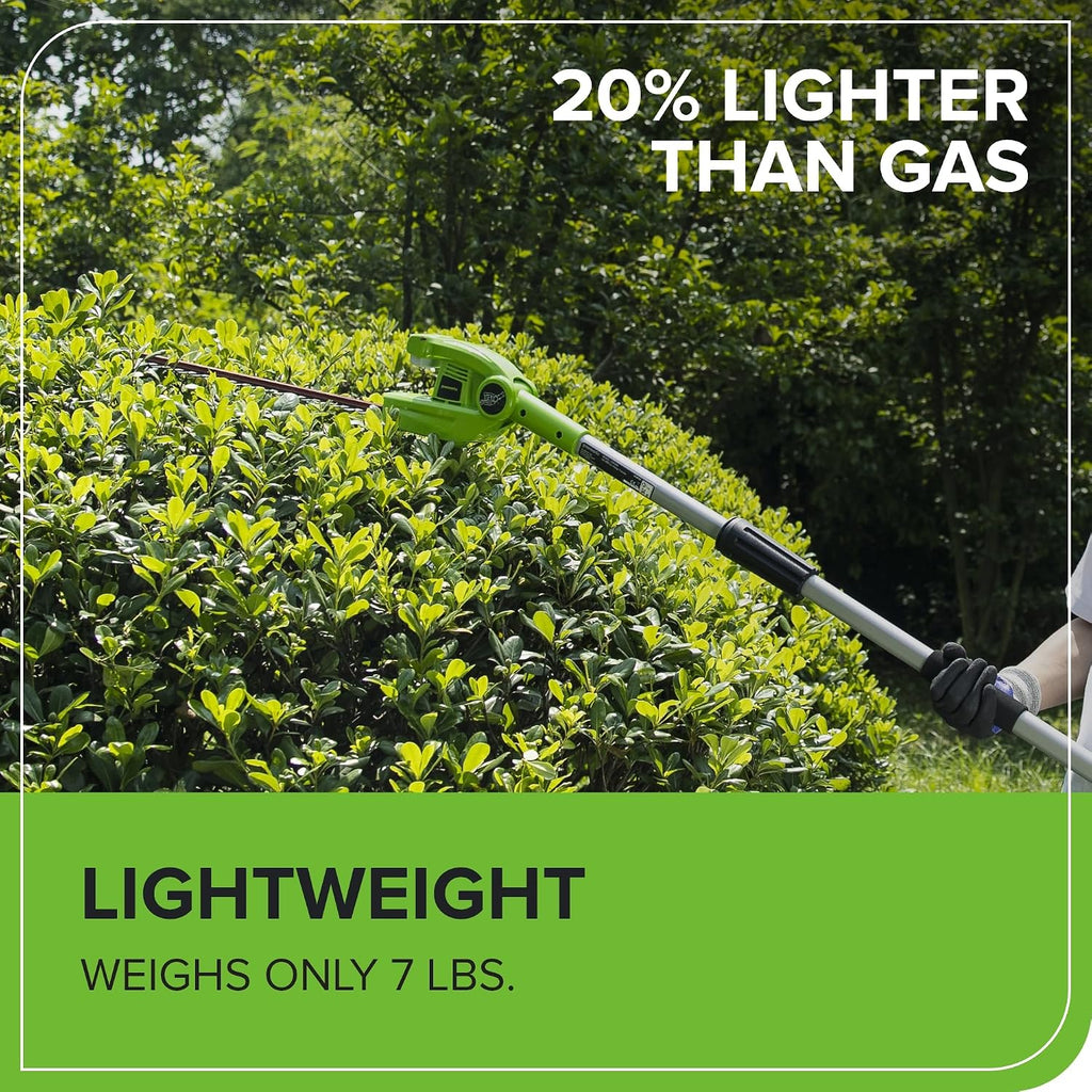 Greenworks 40V 20' Cordless Pole Hedge Trimmer, 2.0Ah Battery and Charger Included