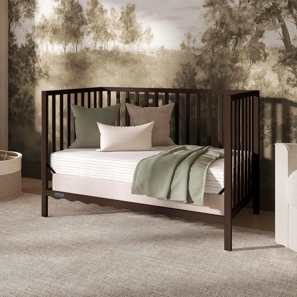 Dream On Me Synergy Wave 5-in-1 Convertible Crib, GREENGUARD Gold, Chocolate Chip