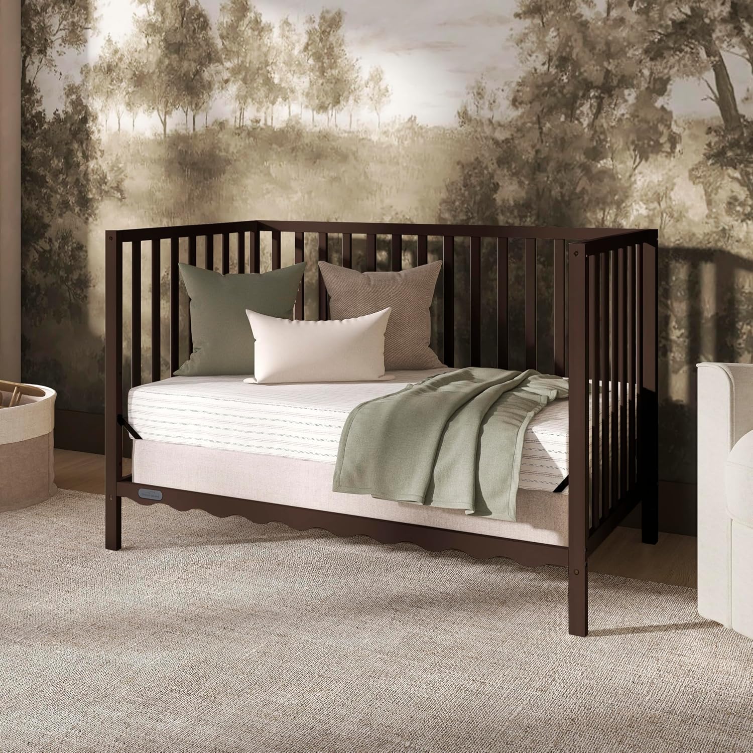 Dream On Me Synergy Wave 5-in-1 Convertible Crib, GREENGUARD Gold, Chocolate Chip