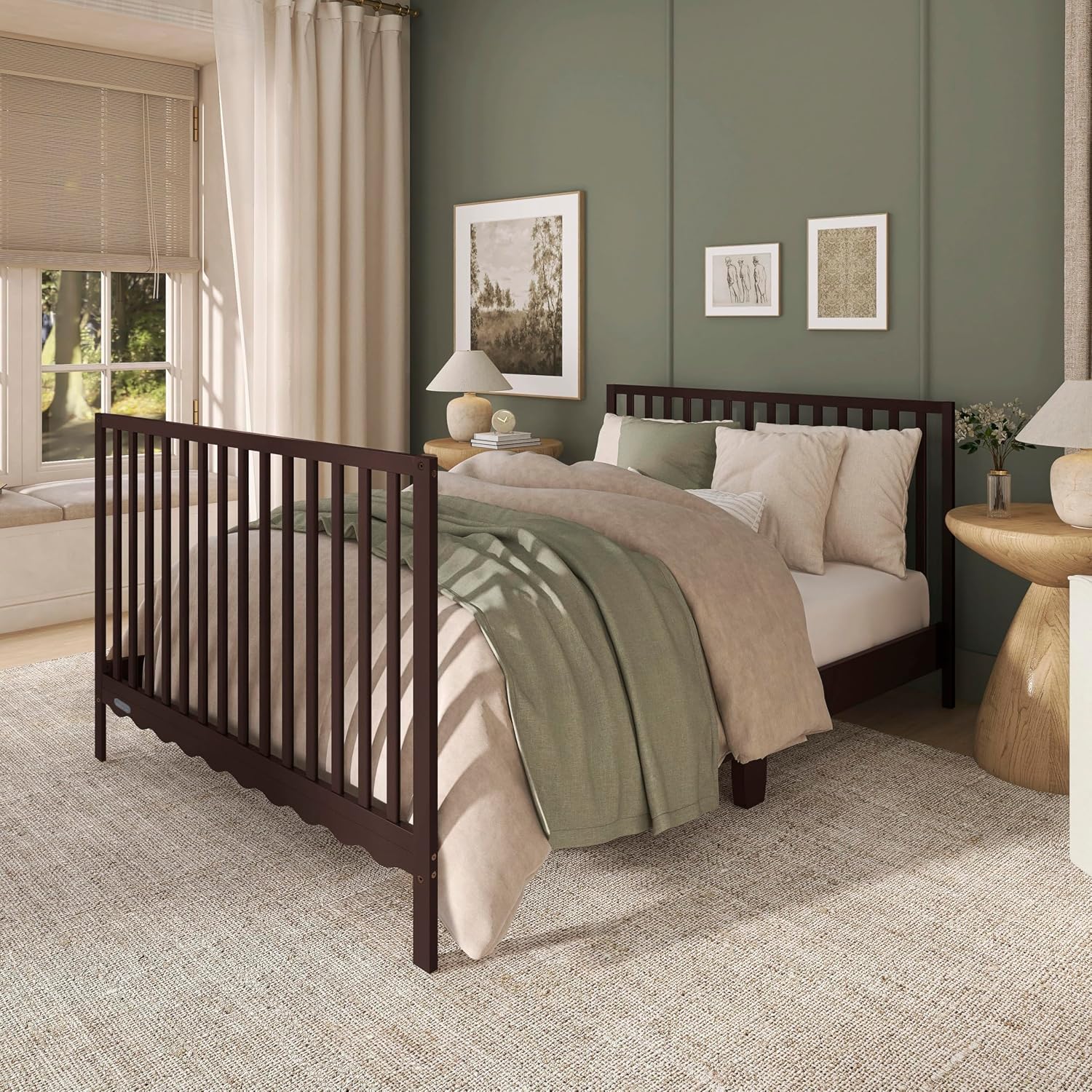 Dream On Me Synergy Wave 5-in-1 Convertible Crib, GREENGUARD Gold, Chocolate Chip